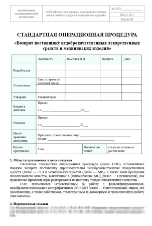 Полный комплект документов «Лекарственное обеспечение в стоматологии»